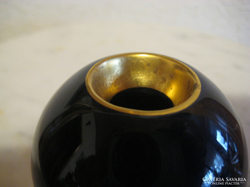 Lindner / bavaria , echt cobalt , candle holder , sphere , with three golden feet about 6 cm