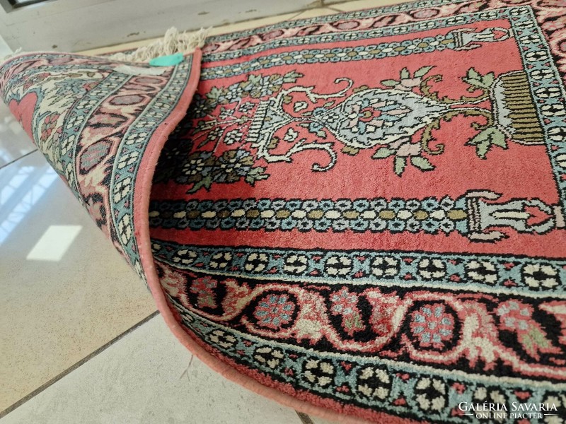 Valódi kashmír selyem 60x105 cm kézi csomózású perzsa szőnyeg MM_167