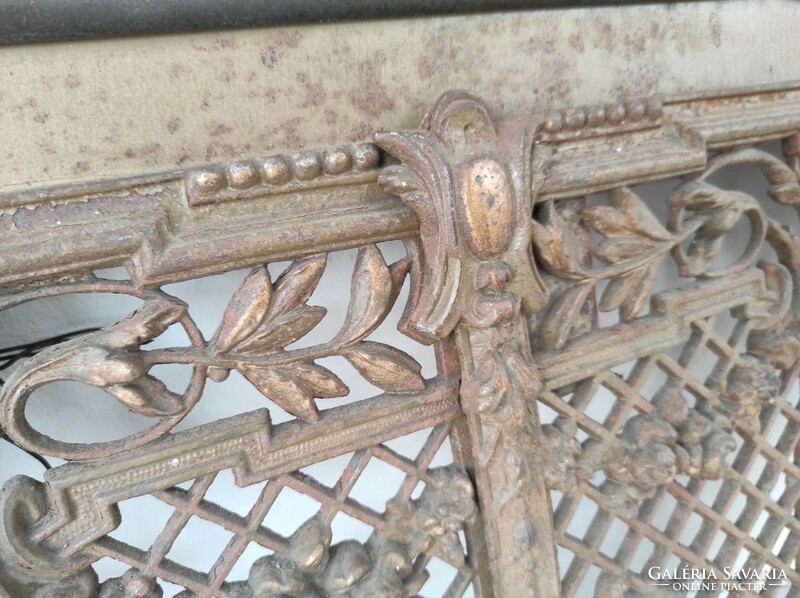 Antique fireplace stove frame cast iron overlay 613