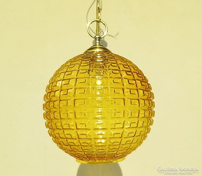 Retro design ceiling lamp with an amber shade