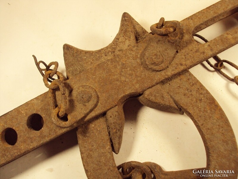 Antique old agricultural machine tool part wrought iron from the early 1900s