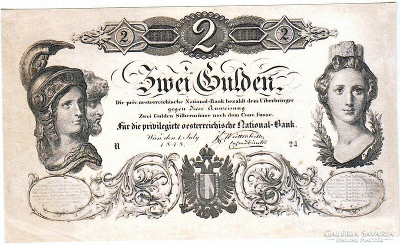 Ausztria 2 Osztrák-Magyar gulden1848 REPLIKA  UNC