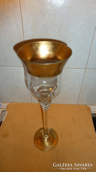 40 cm magas talpas, arany szélű kelyhes pohár