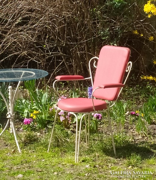 Old iron frame garden chair