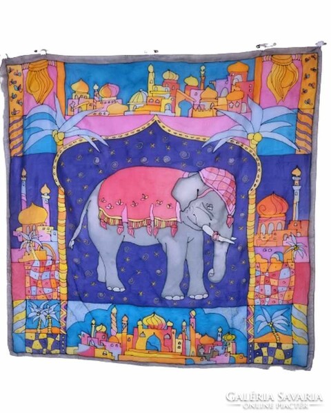 SELYEM-Indiai elefánt - kézzel festett 90x85 cm. (3339)