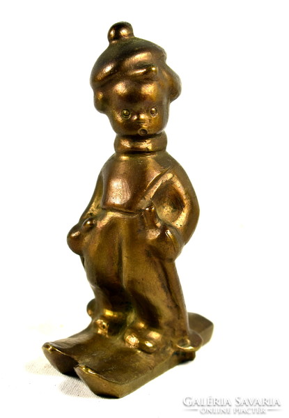 Skiing boy ... Retro Soviet (???) Bronze figurine - statue
