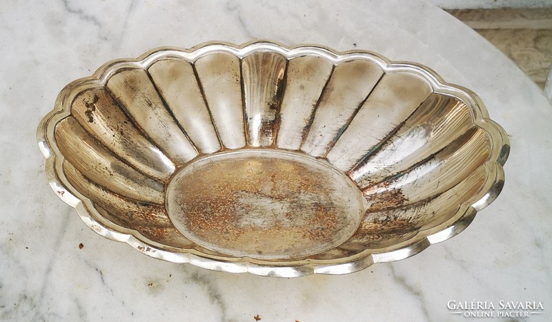 Silver-plated table serving art deco style, fruit dessert bread serving table centerpiece. Wmf