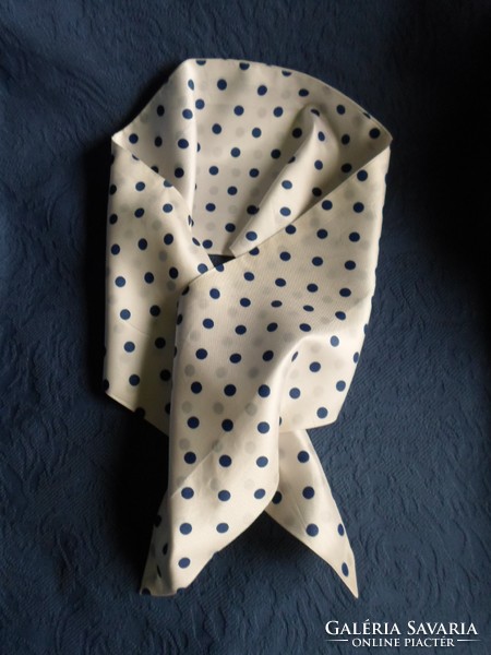 Old, elegant blue polka-dot scarf, shawl, 100 x 16 cm