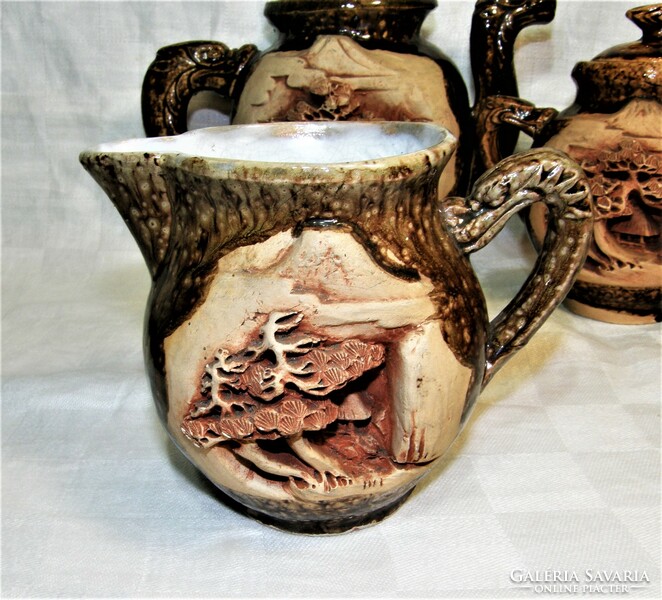 Special tea set with embossed Japanese glazed ceramics