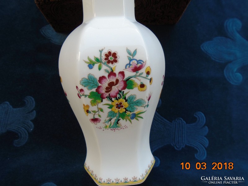 1960 Coalport Ming Rose mintás finom porcelán hatszögletes váza