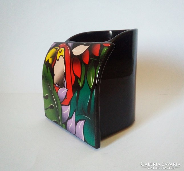 Steuler design pop-art/Memphis papagájos váza, 1980s Gemany-Italy