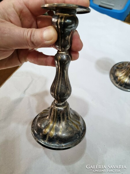 2 old silver-plated candle holders