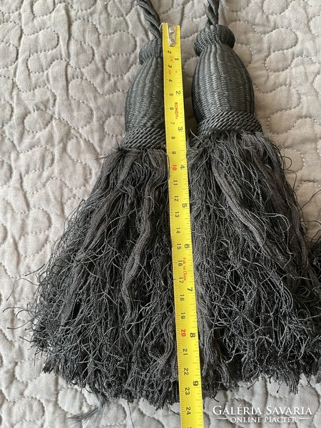 Large elegant black curtain tie tassels in pairs