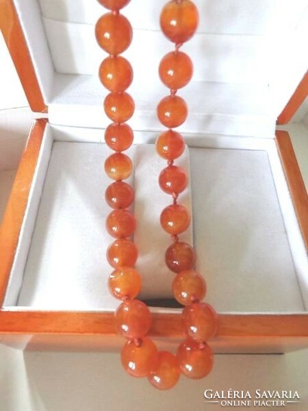 Carnelian beautiful orange mineral necklace, string of pearls 11 mm!!