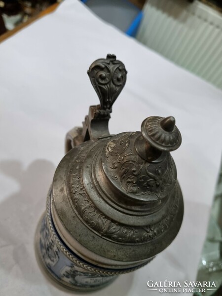 Old pewter cup with lid