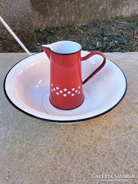Polka dot metal washstand set washstand enamel washstand with washbowl hand wash village rustic