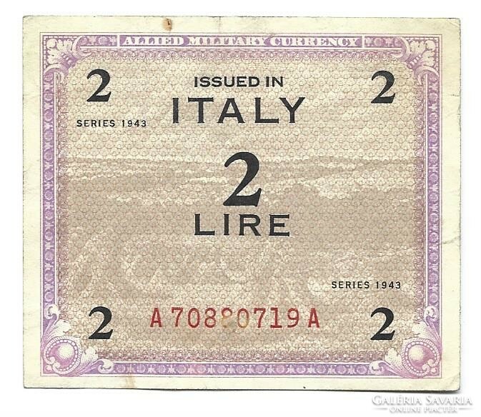2 líra lire 1943 "F" -el Olaszország