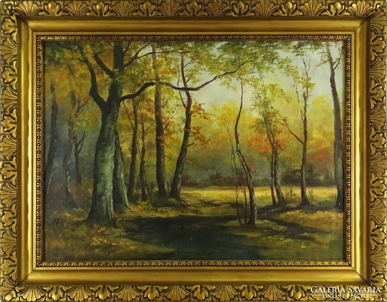 1M490 xx. Century painter: autumn forest interior