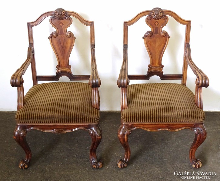 0T483 pair of antique large neo-baroque armchairs
