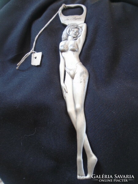 Old female nude 20 cm art nouveau solid copper bottle opener, with wear from use Los Angele