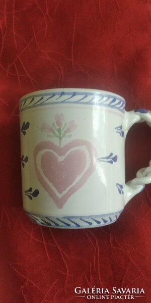 Handcrafted heart-shaped cup with braided ears