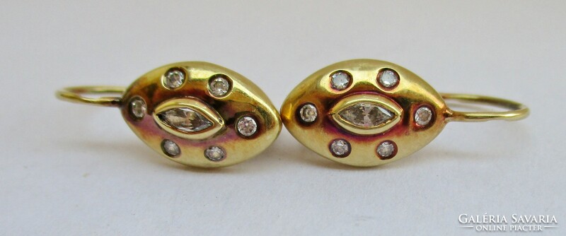 Beautiful old 14kt gold earrings with white stones
