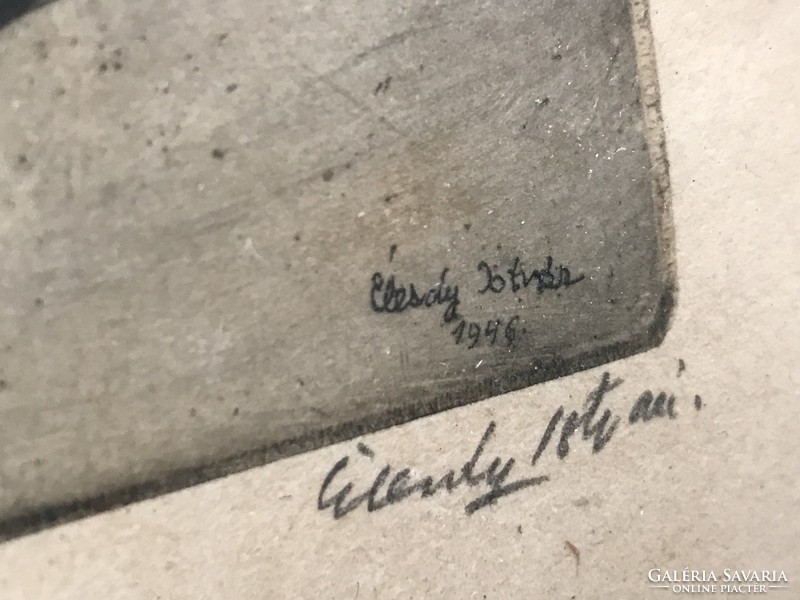 Élesdy István : Tél a tavasz után …rézkarc 1946 jelezve ceruzával