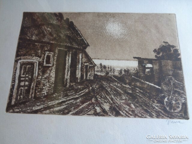 A beautiful older etching by István Id, Imre