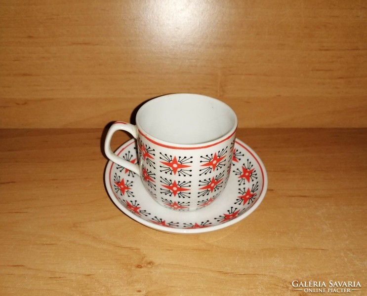Hollóházi art deco porcelán kávéscsésze aljjal (10/K)