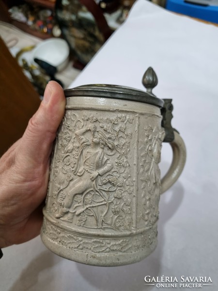 Old pewter cup with lid