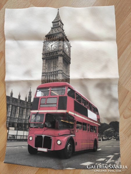 Photo of London big ben and red double-decker bus print picture on canvas