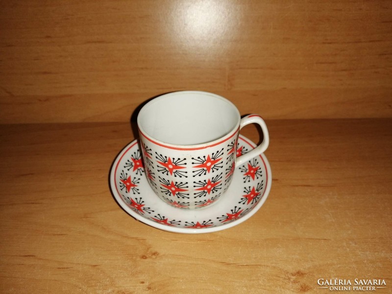 Hollóházi art deco porcelain coffee cup with bottom (10/k)