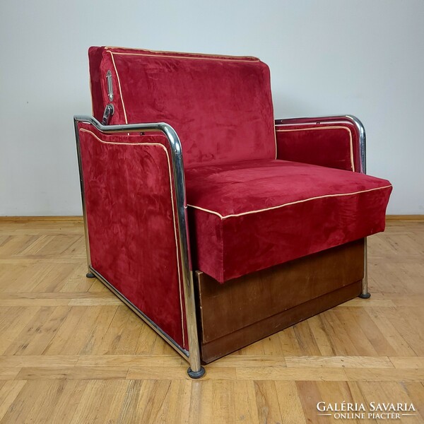 József Peresztegi tubular frame armchair bed retro armchair