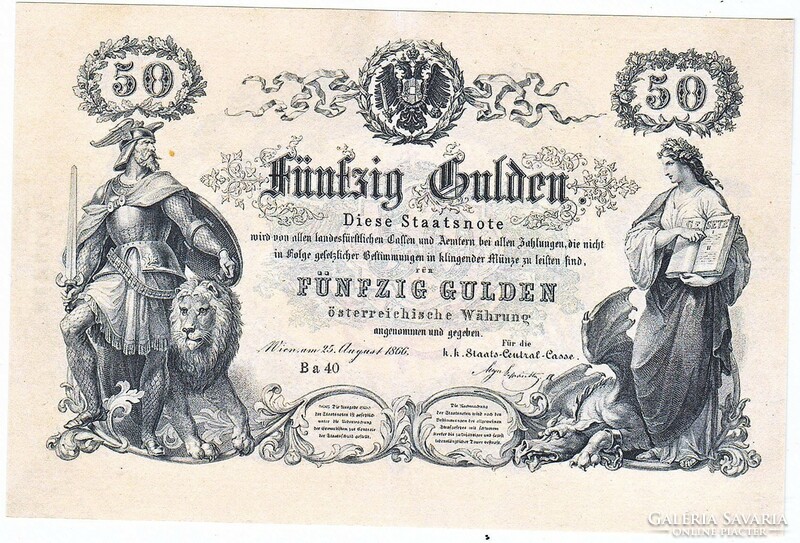 Ausztria 50 Osztrák-Magyar gulden 1866 REPLIKA  UNC