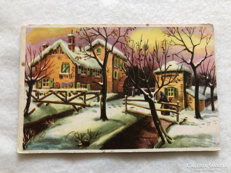Antique Christmas postcard - postal clean -2.