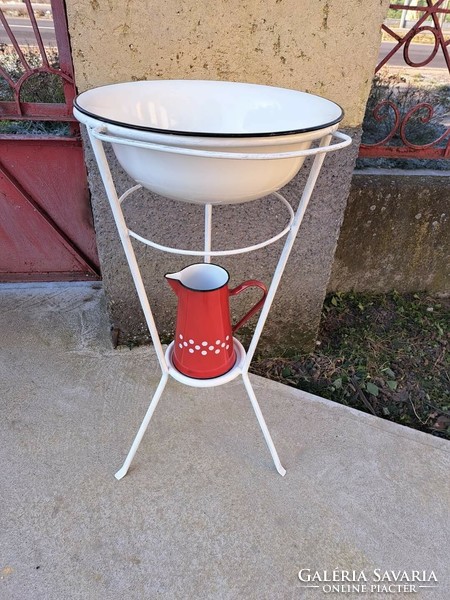 Polka dot metal washstand set washstand enamel washstand with washbowl hand wash village rustic