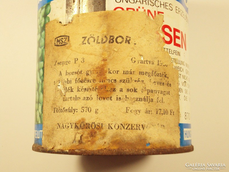 Retro globus tin can - green peas - for German and Soviet exports, Cyrillic inscription