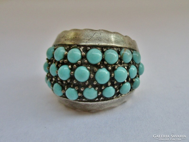 Wonderful old silver ring with real turquoise stones