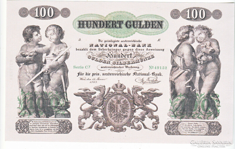Ausztria 100 Osztrák-Magyar gulden1863 REPLIKA  UNC