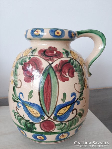 Amazing hand painted German floor scheurich huge 8 liter ceramic jug in perfect condition