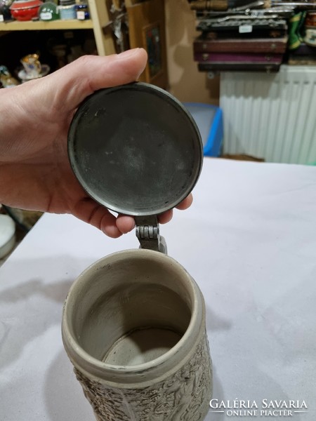 Old pewter cup with lid