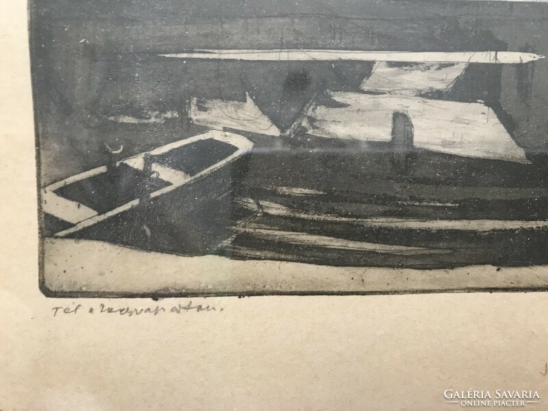 Élesdy István : Tél a tavasz után …rézkarc 1946 jelezve ceruzával