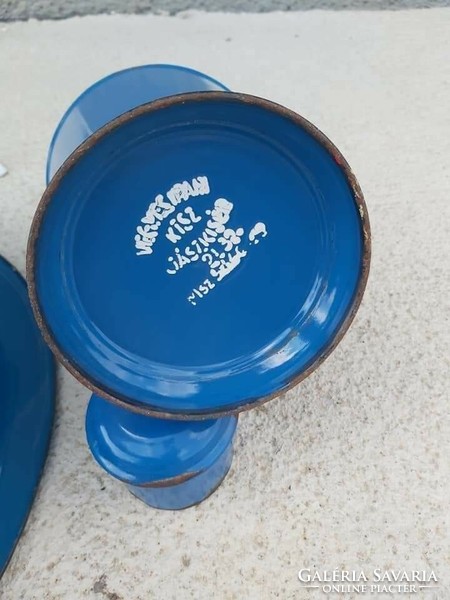 Metal blue sink holder set, washstand, enamel sink, 2 liter Jászkyséry cegledi can collection set
