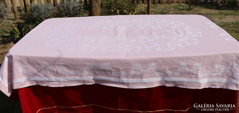 Powder pink damask tablecloth