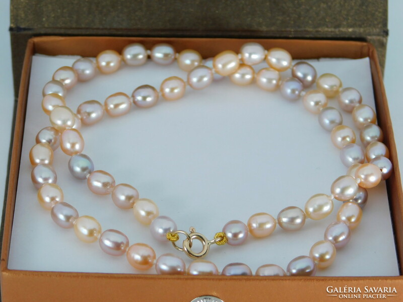 14 K gold multicolored beautiful pearl necklace