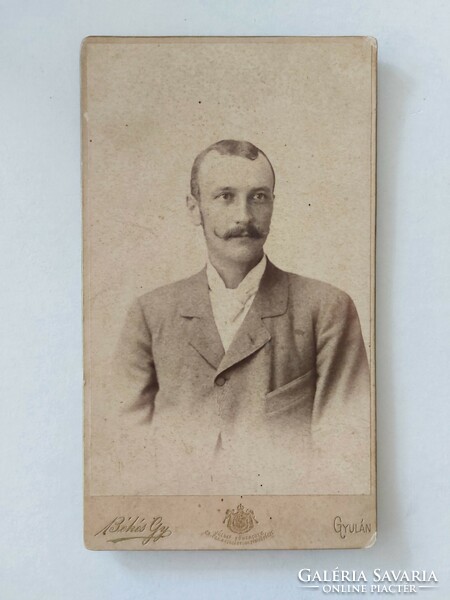 Antique photo of a man by photographer Gyula Pékés, old studio photo from Gyula