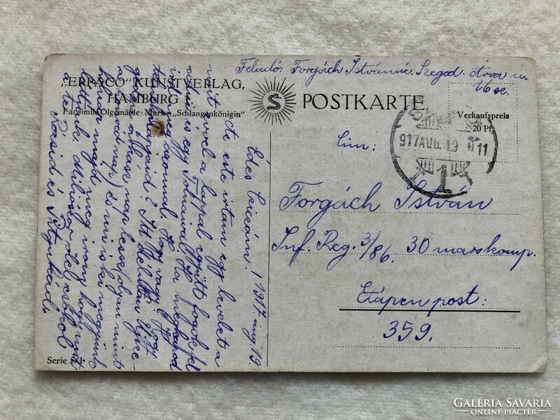 Antique, old postcard - 1917 -5.