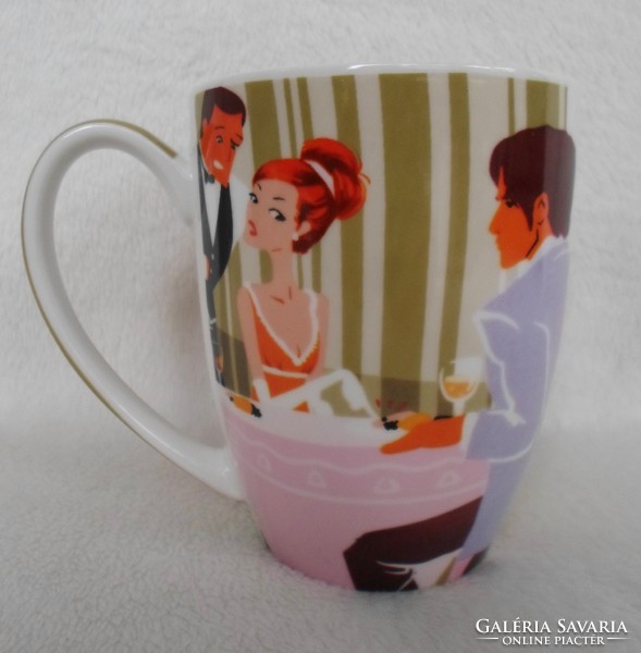 Large coffee and tea mug - with a retro pattern