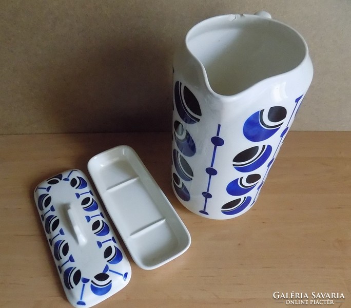 Rare French Art Deco Badonviller Porcelain Basin Jug Jug with Soap Dish (6p)