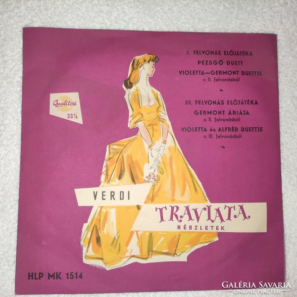 Verdi Traviata részletek bakelit lemez,  LP